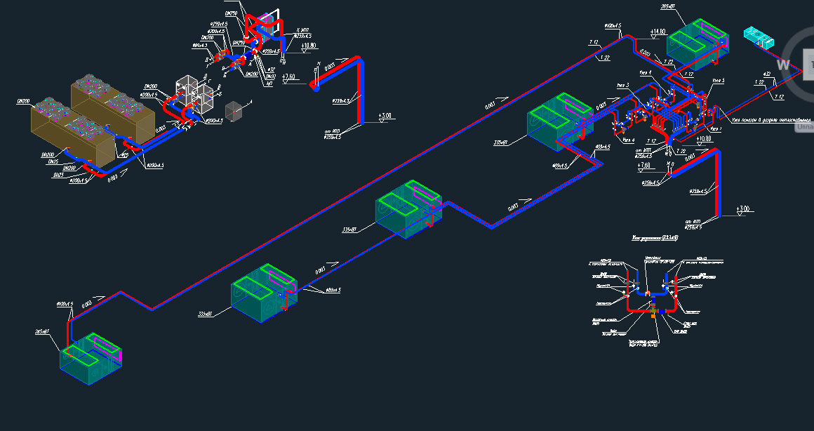 3D модель 3D схема холодоснабжения