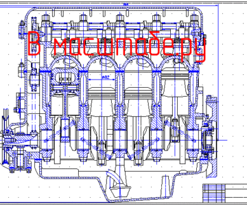 Чертеж Двигатель Москвич-2141