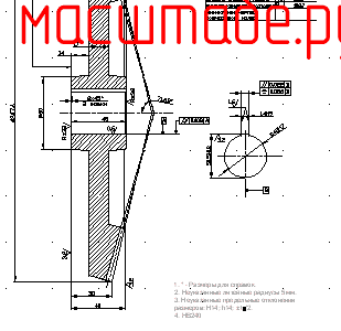 Чертеж Колесо зубчатое коническое