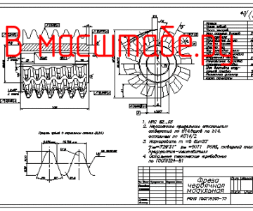 Чертеж Фреза червячная  модульная