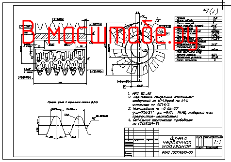 Чертеж Фреза червячная  модульная