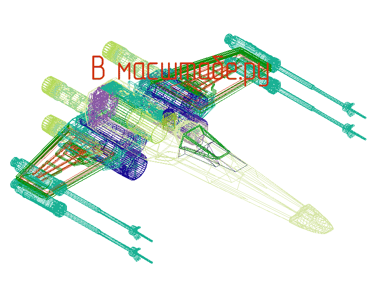 3D модель X-wing 3D (чертеж корабля,  звездные войны)