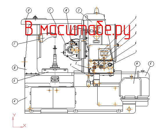 Чертеж Зубофрезерный станок 5Д32