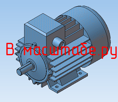 3D модель Чертеж 3D Электродвигатель АИРS80V6