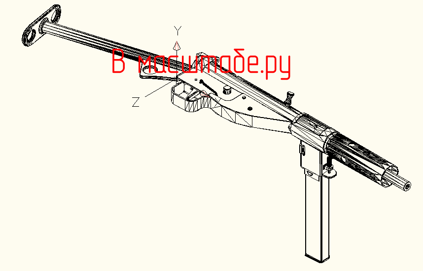 3D модель Чертеж Пистолет-пулемет STEN MK II 3D