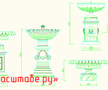 Чертеж Дизайнерский фонтан