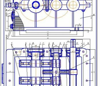Чертеж Двухступенчатый цилиндрический редуктор с раздвоенной тихоходной ступенью u=14