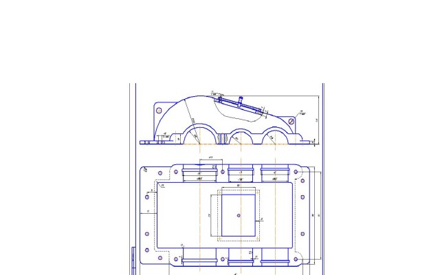 Чертеж Крышка двухступенчатого редуктора