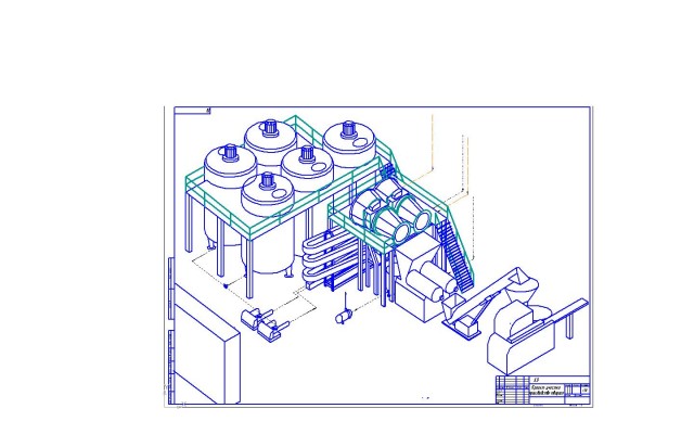 Чертеж Аксонометрия линии производства творога Я9-ОПТ