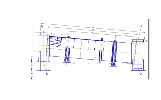 Чертеж Барабанная сушилка со спецификацией