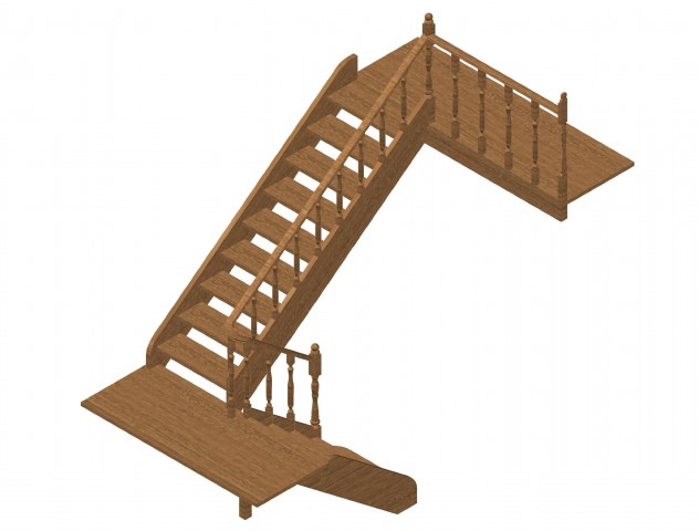 3D модель 3D модель деревянной лестницы