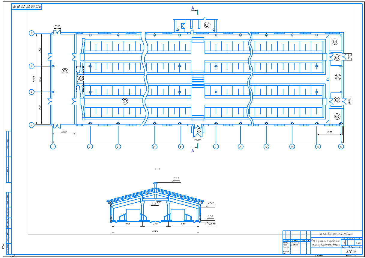 Чертеж План фермы на 200 голов