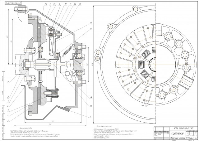 Чертеж Сборочный чертеж сцепления