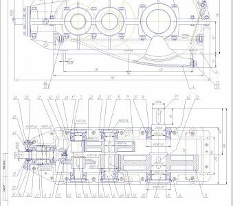 Чертеж Редуктор 3х ступенчатый
