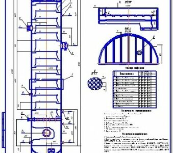 Чертеж Колонна ректификационная для разделения бинарной смеси
