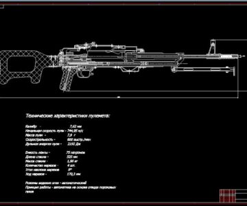 Чертеж Пулемет ПКМ