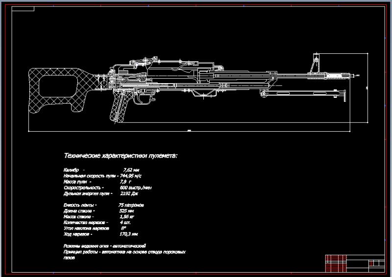 Чертеж Пулемет ПКМ