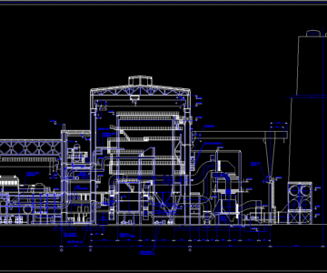 Чертеж Поперечное сечение здания ТЭЦ