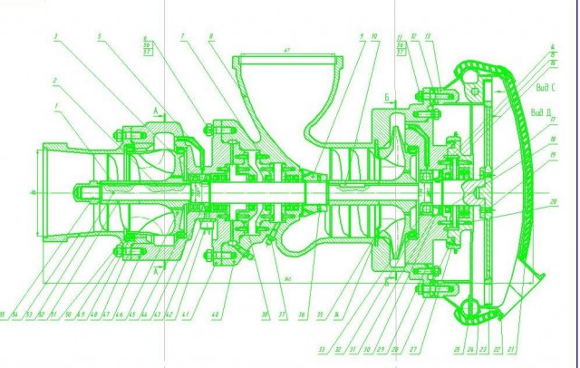 Чертеж турбо насосный агрегат ЖРД