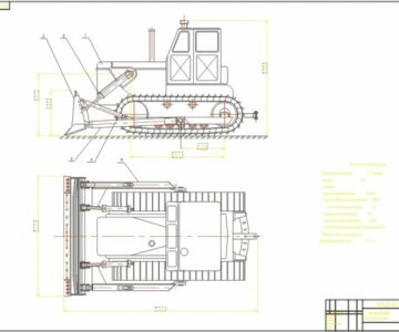 Чертеж Бульдозер модернизированный Т-100МЗ