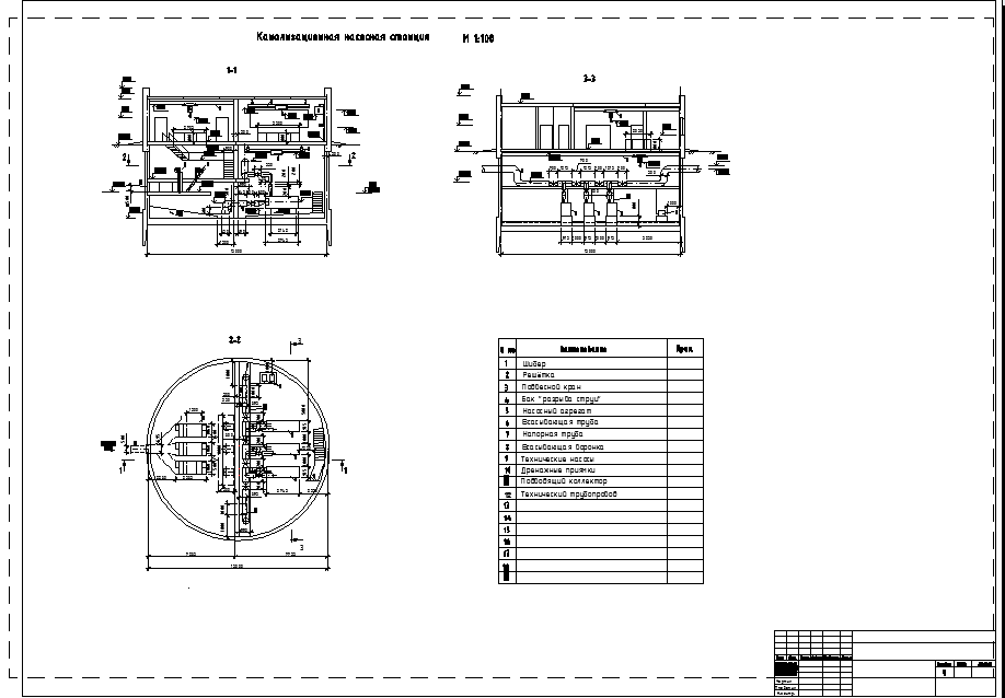 Чертеж Канализационная насосная станция производительностью 23000 м3/ час