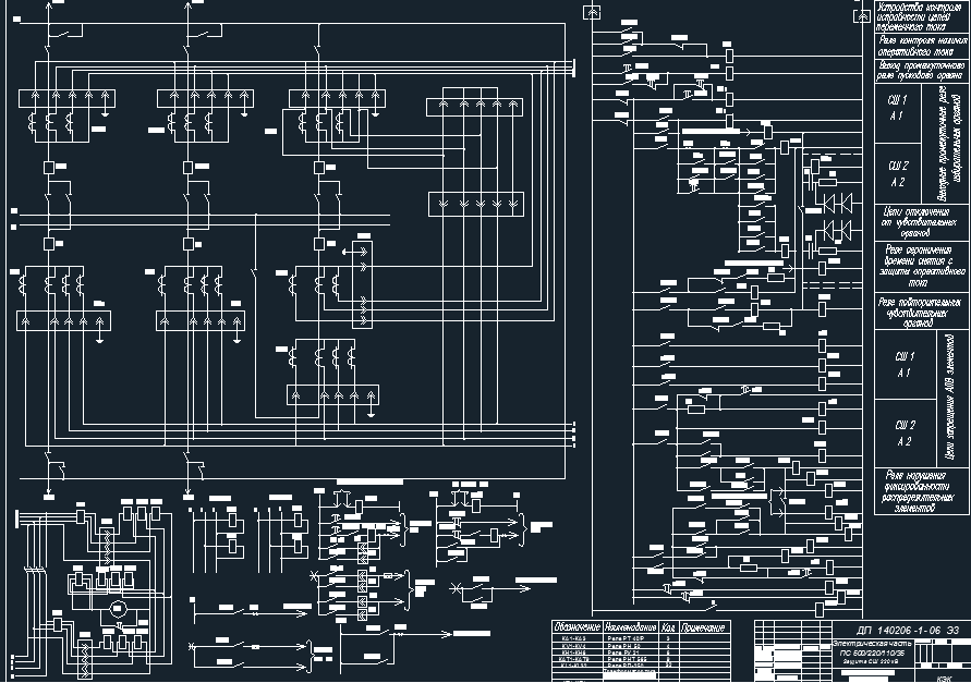 Чертеж Релейная защита сборных шин 220 кВ