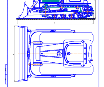 Чертеж бульдозер на базе ДТ- 75Б