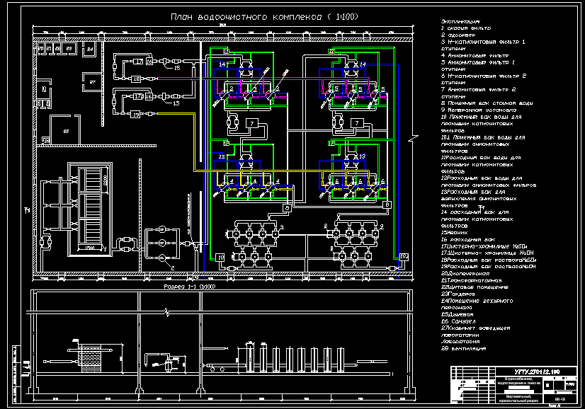 Чертеж План водоочистного комплекса (технологическая схема)