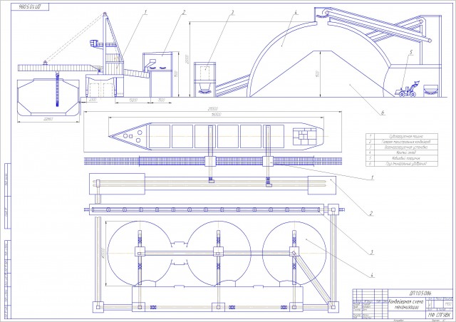 Чертеж Схема механизации Комплекса по перегрузке минеральных удобрений