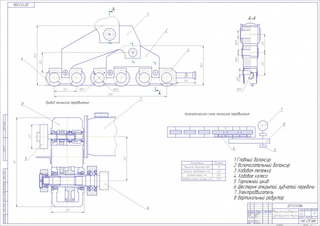 Чертеж Механизм передвижения крана
