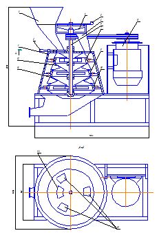 Чертеж Центробежная многоступенчатая дробилка