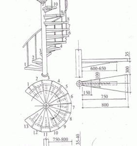 Чертеж Винтовая лестница без размеров