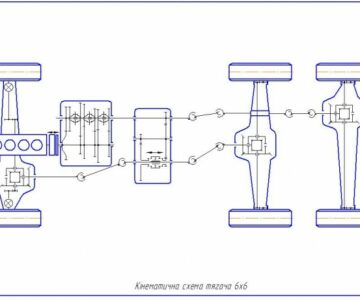Чертеж Кинематическая схема тягача 6х6