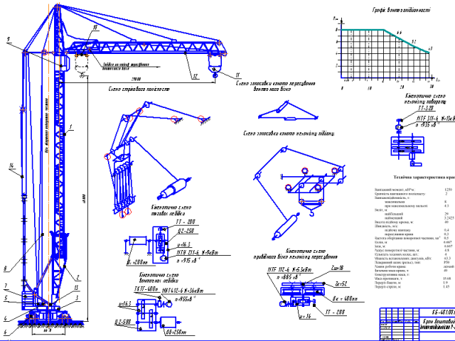 Чертеж Башенный кран грузоподъемностью 8т.