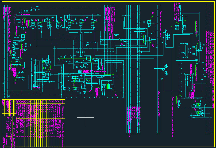 Чертеж Тепловая схема турбоагрегата Т-100