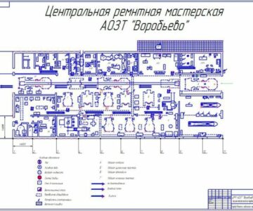 Чертеж План отделения ремонтной мастерской