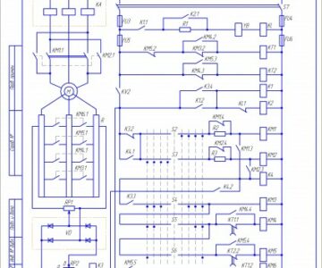 Чертеж Электропривод механизма горизонтального перемещения  крана КППГ-15-30-10,5В Схема электрическая принципиальная