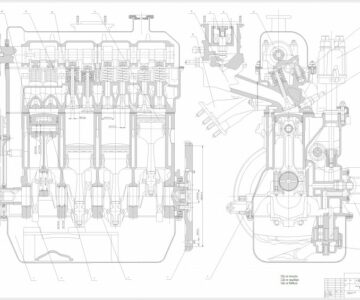 Чертеж Двигатель бензиновый FORD 1.4