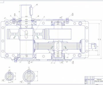Чертеж Чертеж трехступенчатого редуктора со спецификацией