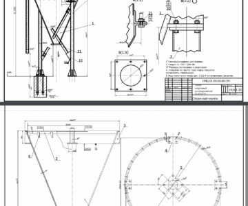 Чертеж Силос модульный цилиндрический и Бункер конический