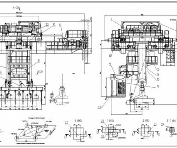 Чертеж Чертеж  крана электрического мостового с лапами и магнитами