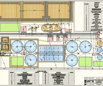 Чертеж Очистные сооружения города на сто шестьдесят тысяч человек