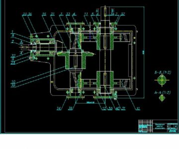 Чертеж Чертеж двухступенчатого редуктора  с конической и косозубой передачами