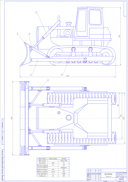 Чертеж Гусеничный бульдозер на базе Shantui SD16