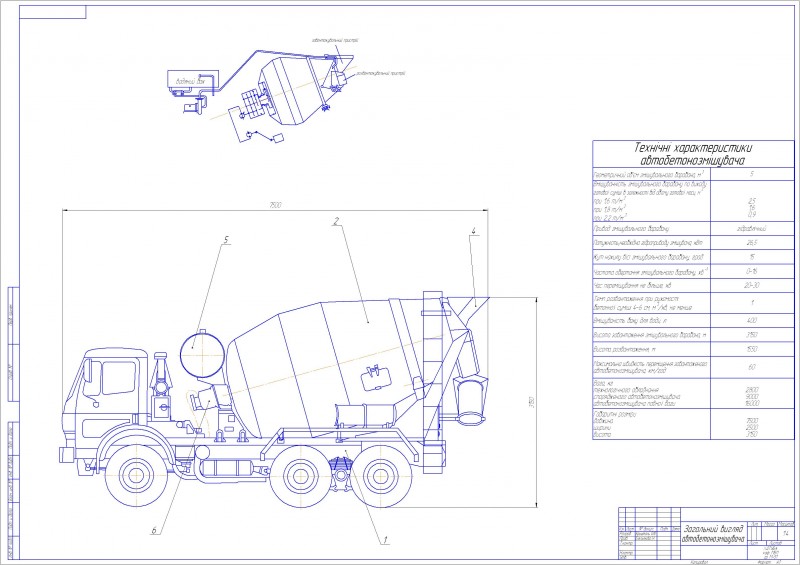 Чертеж Чертеж автобетоносмесителя
