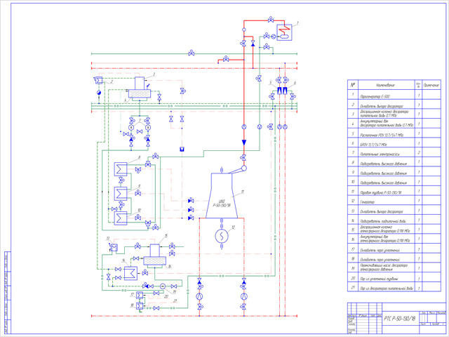 Чертеж Тепловая схема РТС Р-50-130-18
