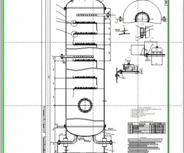 Чертеж Ректификационная колонна с колпачковой насадкой укр