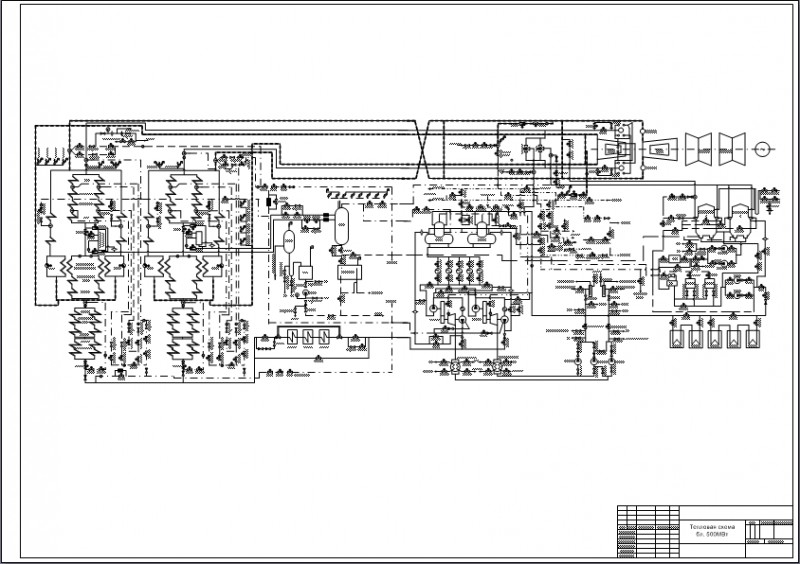 Чертеж Тепловая схема блоков 500мВт