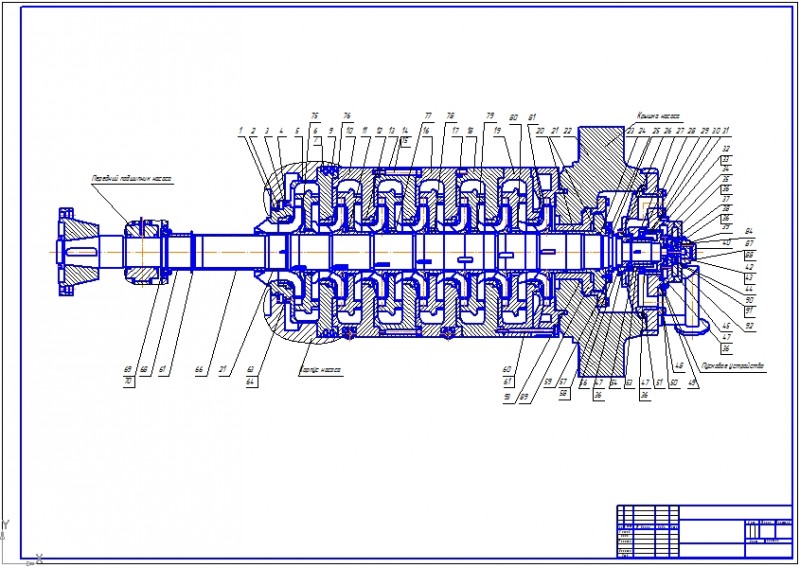 Чертеж Разрез проточной части питательного насоса Пн-1500-350