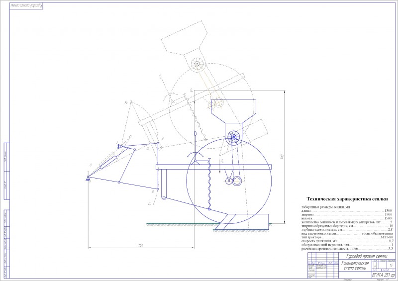 Чертеж Кинематическая схема сеялки